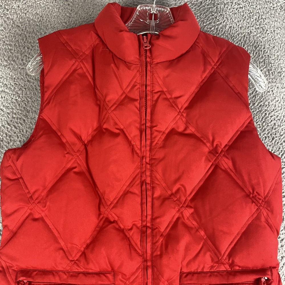 VINTAGE Gap Vest Mens Small Red Down Puffer Full Zip Quilted Fleece Winter Coat‎